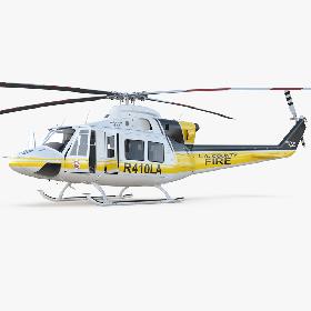 3D model Bell 412 Fire Department Helicopter Rigged
